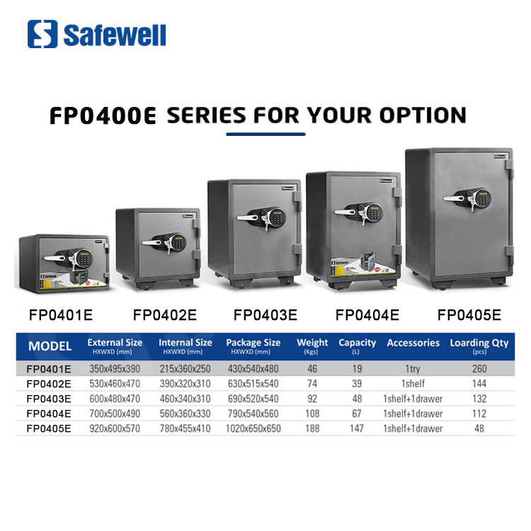 Safewell FP0403E High Quality Safe Box Fireproof Booil Fire Resistent ...